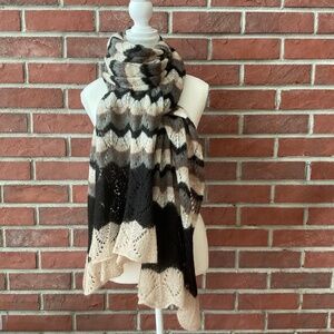 Missoni Foulard Zigzag Chevron Pattern Wool Blend Shawl Wrap Scarf 27”x100”